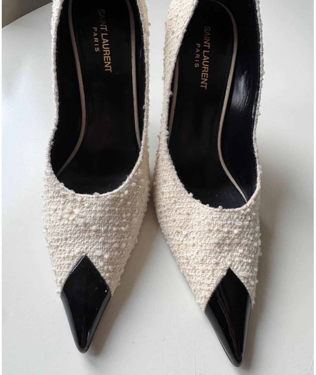 SAINT LAURENT Белые текстильные туфли, фото 6