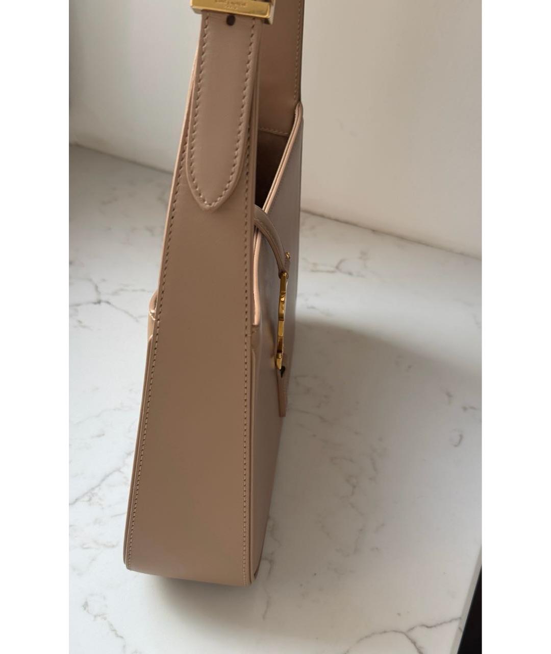 SAINT LAURENT Бежевая кожаная сумка с короткими ручками, фото 2