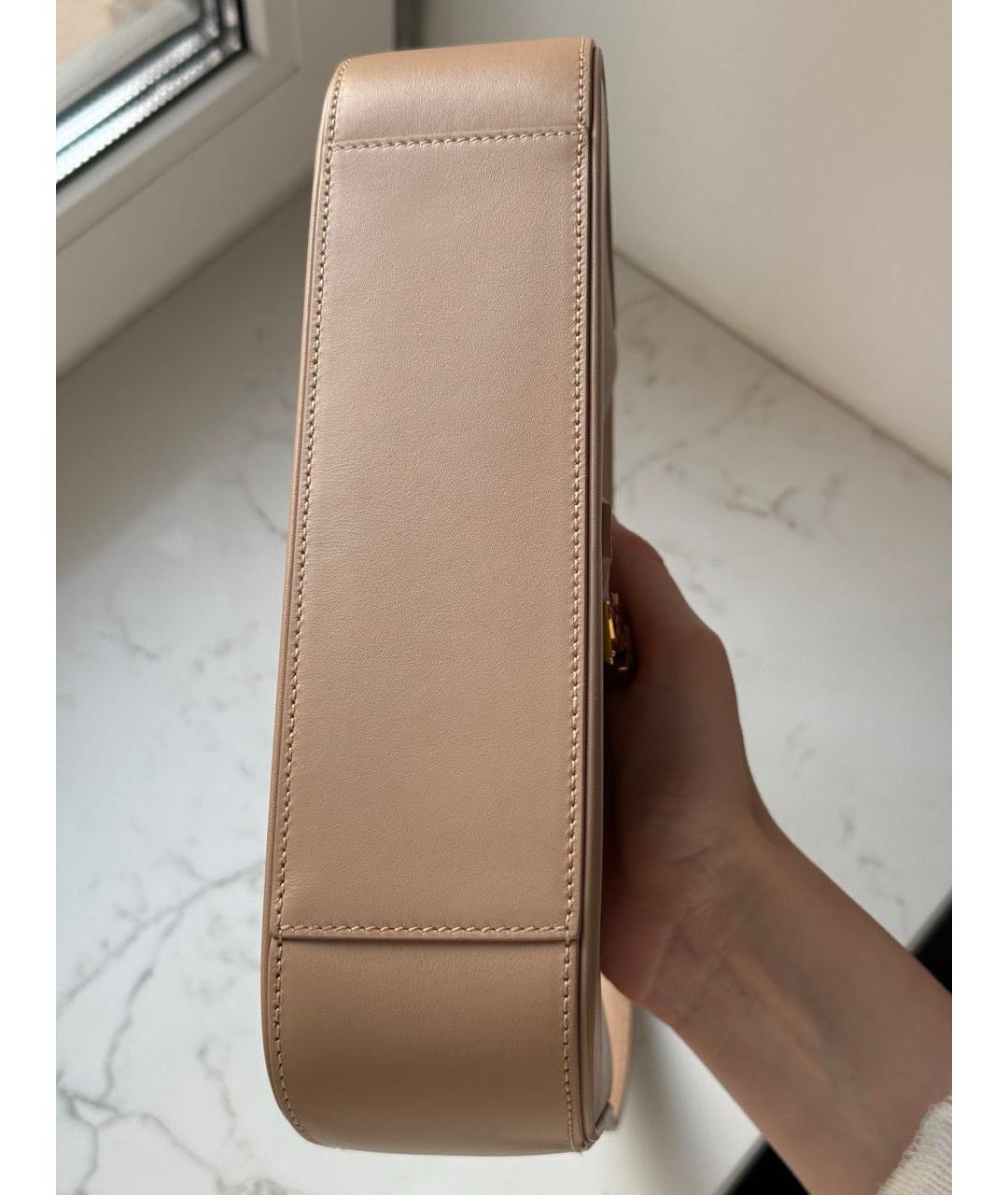 SAINT LAURENT Бежевая кожаная сумка с короткими ручками, фото 6