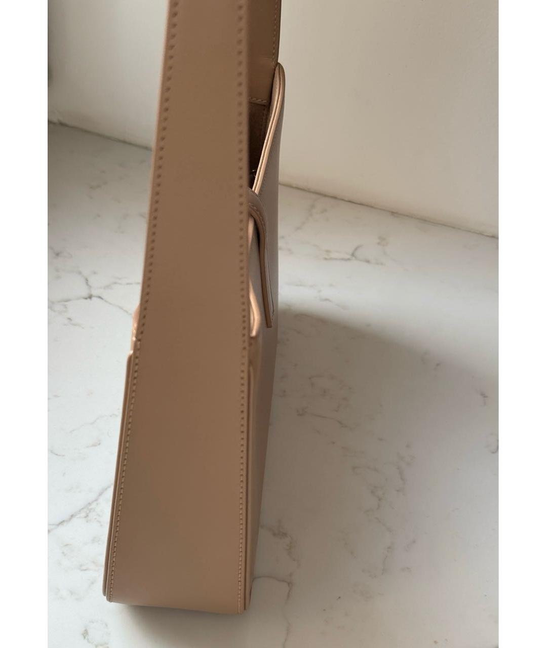 SAINT LAURENT Бежевая кожаная сумка с короткими ручками, фото 3