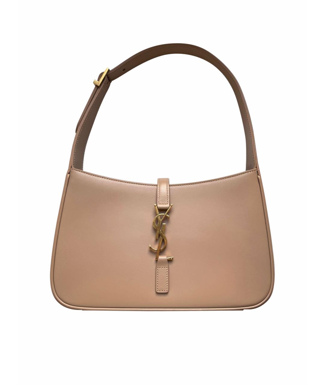 SAINT LAURENT Бежевая кожаная сумка с короткими ручками, фото 1
