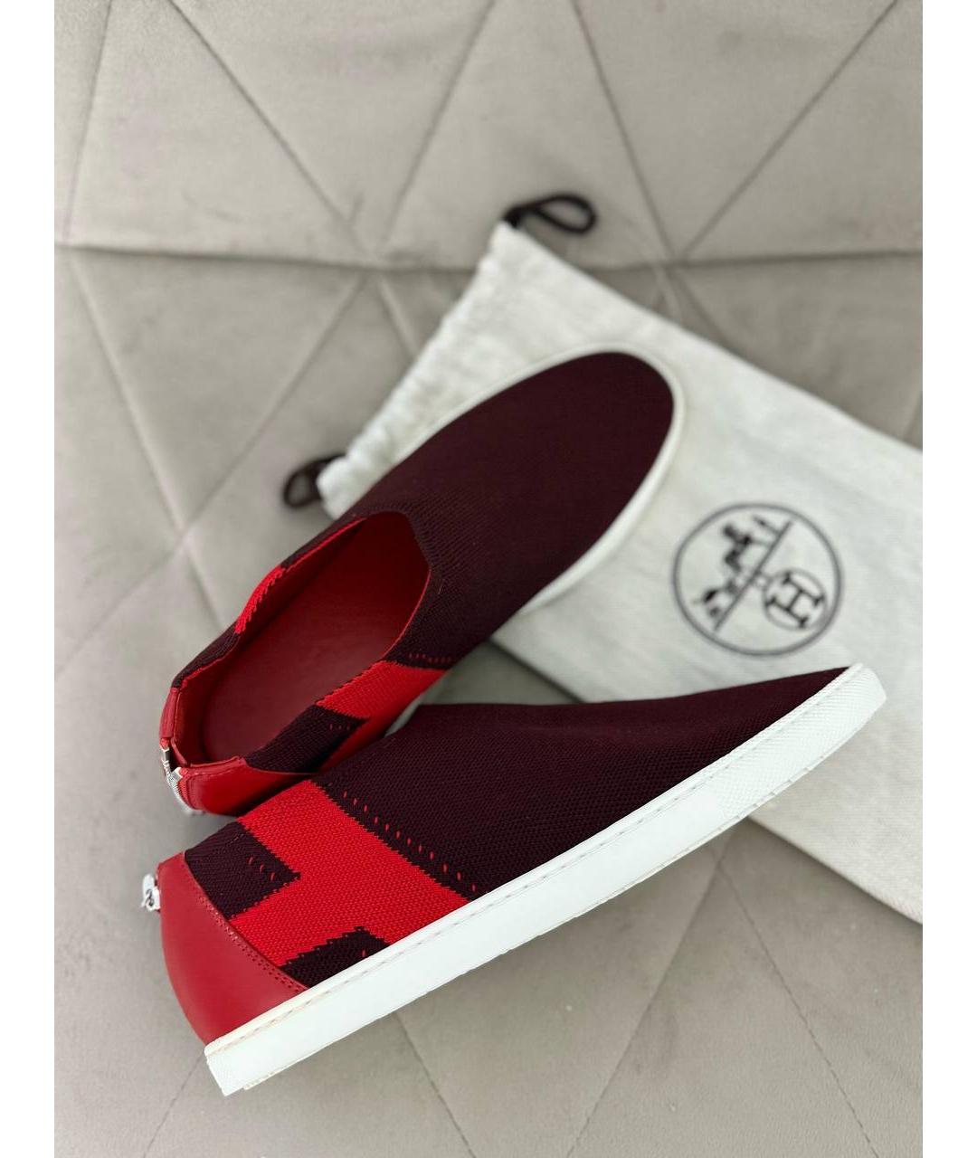 HERMES Бордовые кеды, фото 2