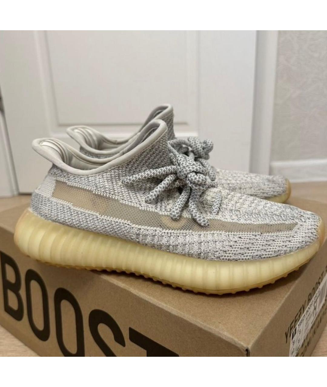 ADIDAS YEEZY Бежевые текстильные кроссовки, фото 7