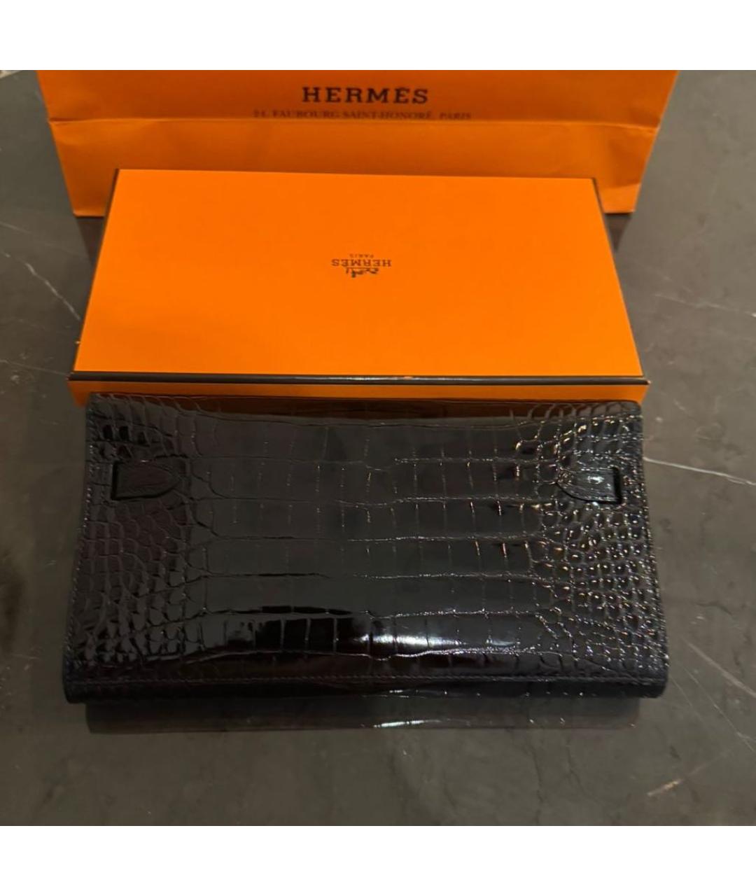 HERMES Черная сумка через плечо из экзотической кожи, фото 3