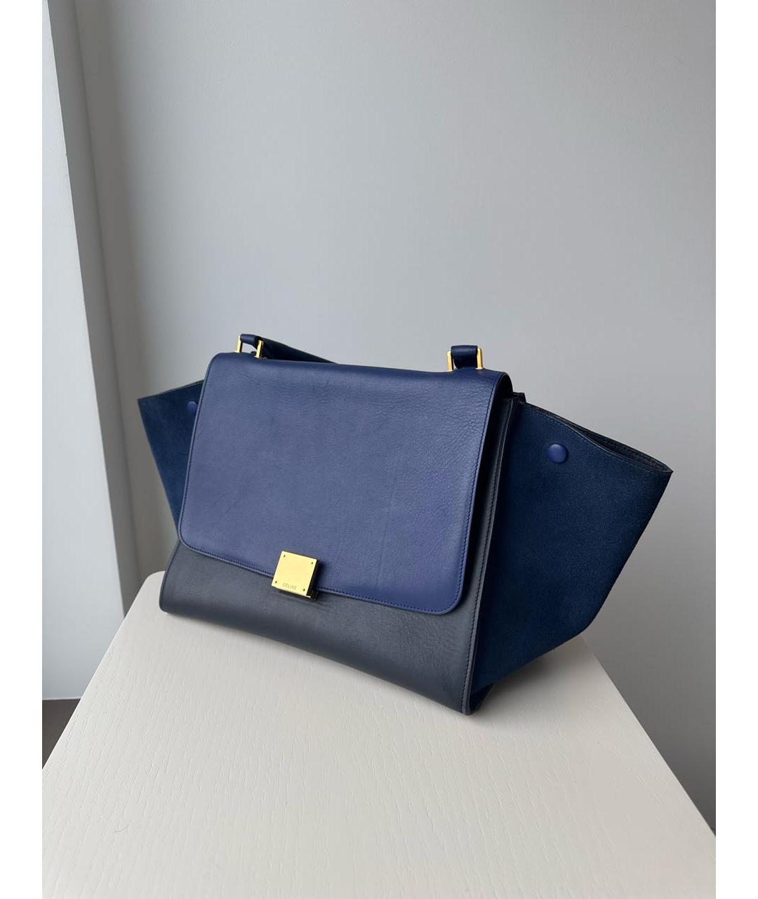 CELINE Темно-синяя кожаная сумка тоут, фото 2