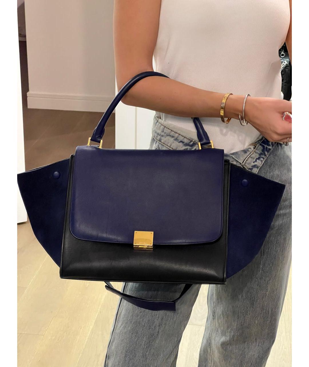CELINE Темно-синяя кожаная сумка тоут, фото 5