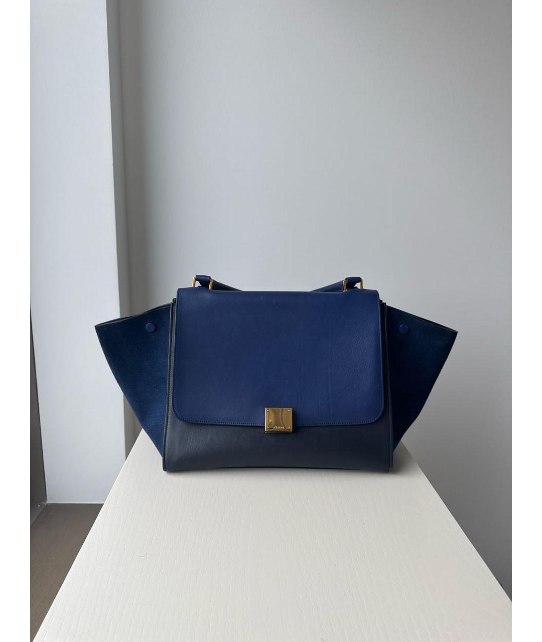 CELINE Темно-синяя кожаная сумка тоут, фото 7