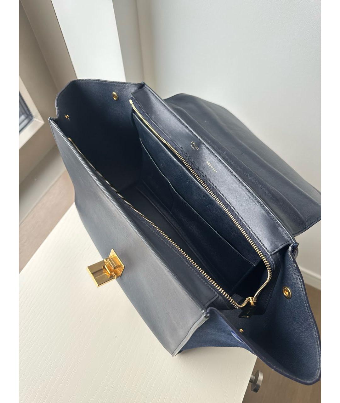 CELINE Темно-синяя кожаная сумка тоут, фото 4