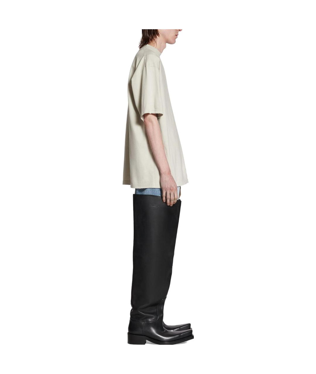 BALENCIAGA Бежевая хлопковая футболка, фото 5