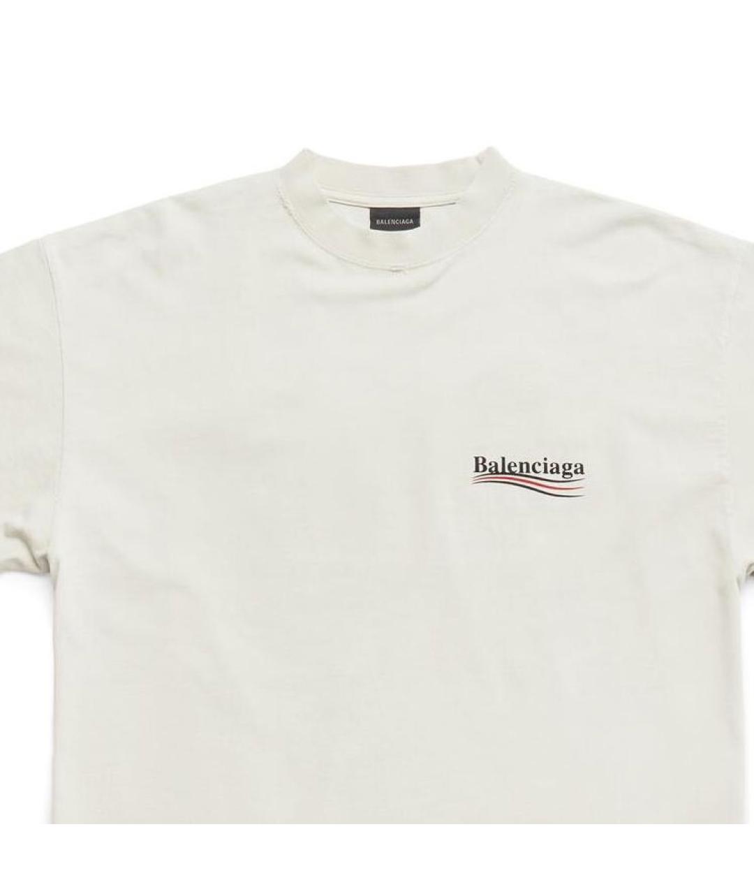 BALENCIAGA Бежевая хлопковая футболка, фото 6