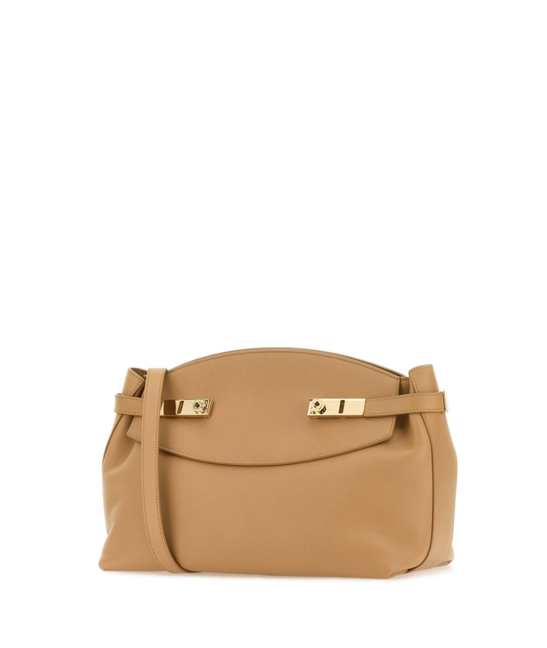 FERRAGAMO Бежевая кожаная сумка через плечо, фото 2
