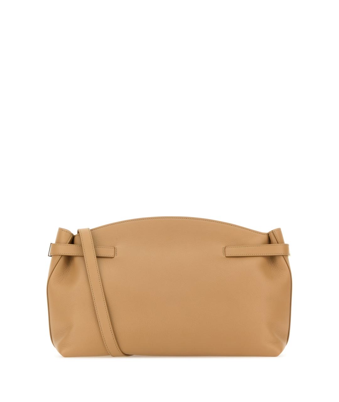 FERRAGAMO Бежевая кожаная сумка через плечо, фото 3