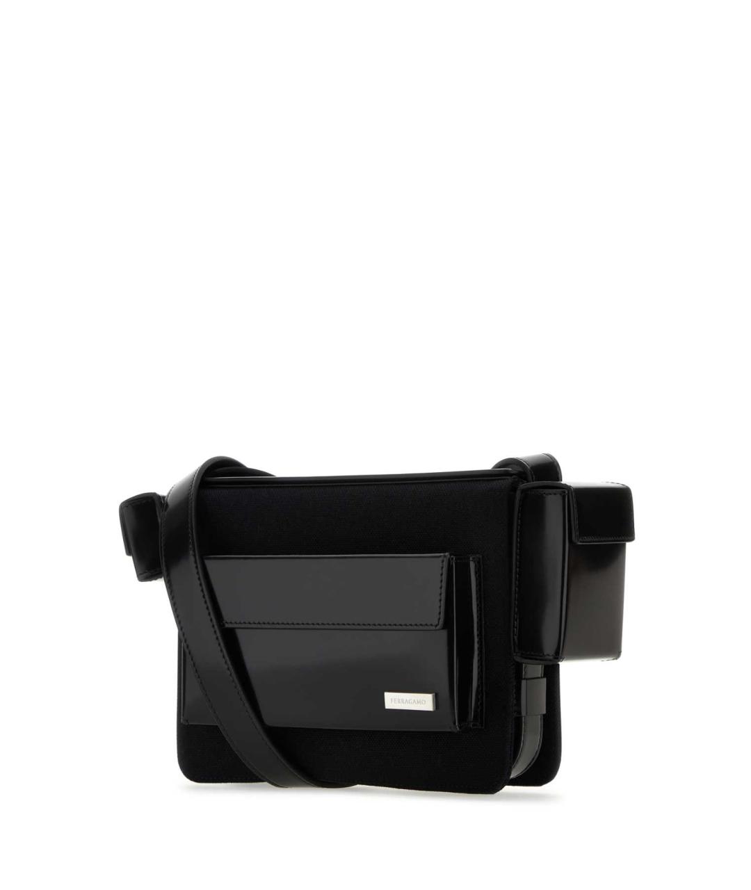FERRAGAMO Черная синтетическая сумка на плечо, фото 2