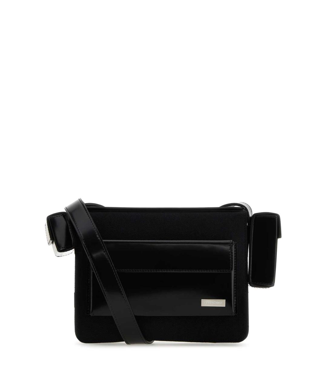 FERRAGAMO Черная синтетическая сумка на плечо, фото 1