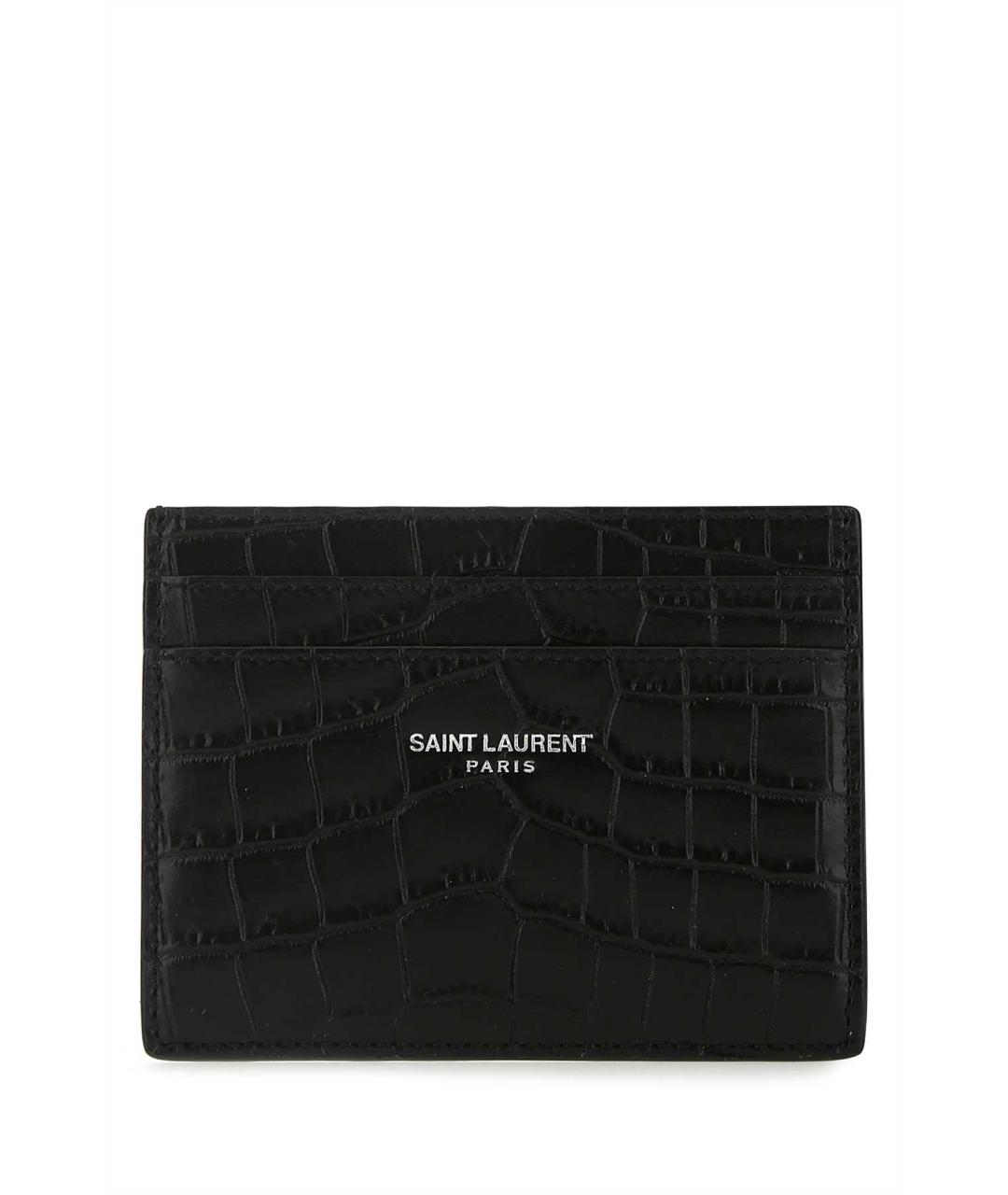 SAINT LAURENT Черный кожаный кардхолдер, фото 1