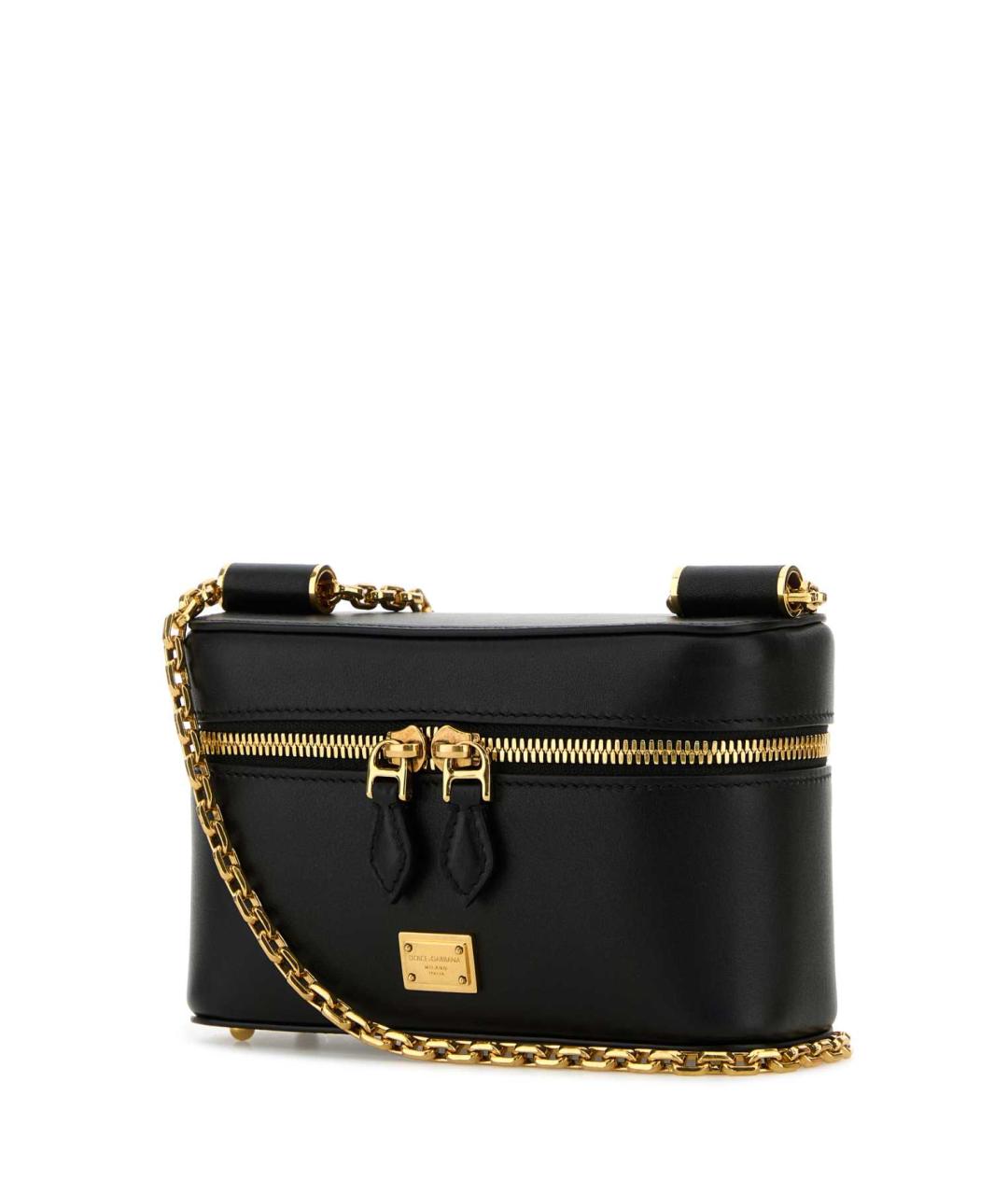 DOLCE&GABBANA Черная кожаная сумка с короткими ручками, фото 2