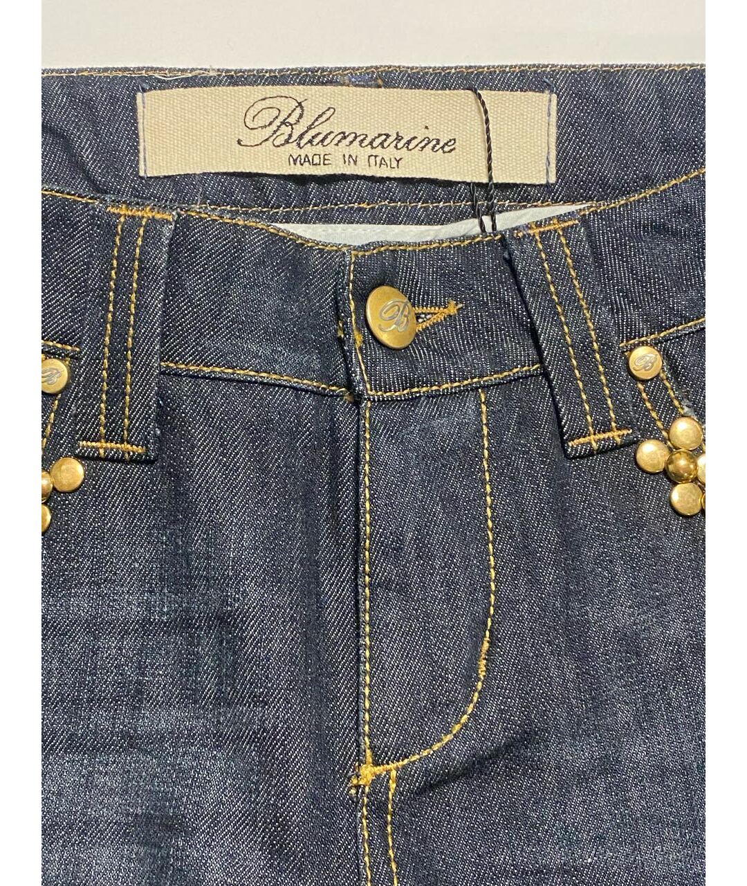 BLUMARINE Синие хлопковые джинсы слим, фото 3