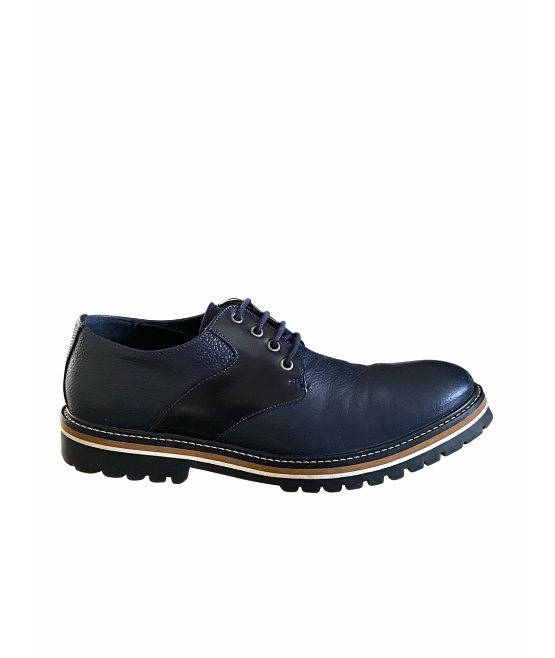 ARMANI COLLEZIONI Темно-синие кожаные низкие ботинки, фото 9