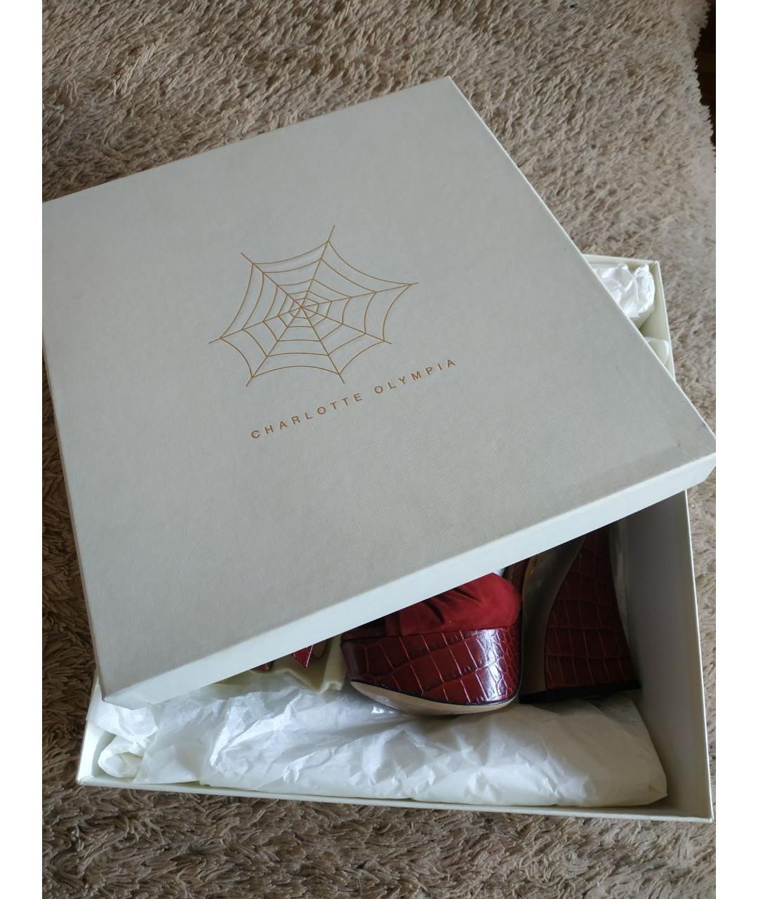 CHARLOTTE OLYMPIA Бордовые кожаные босоножки, фото 8