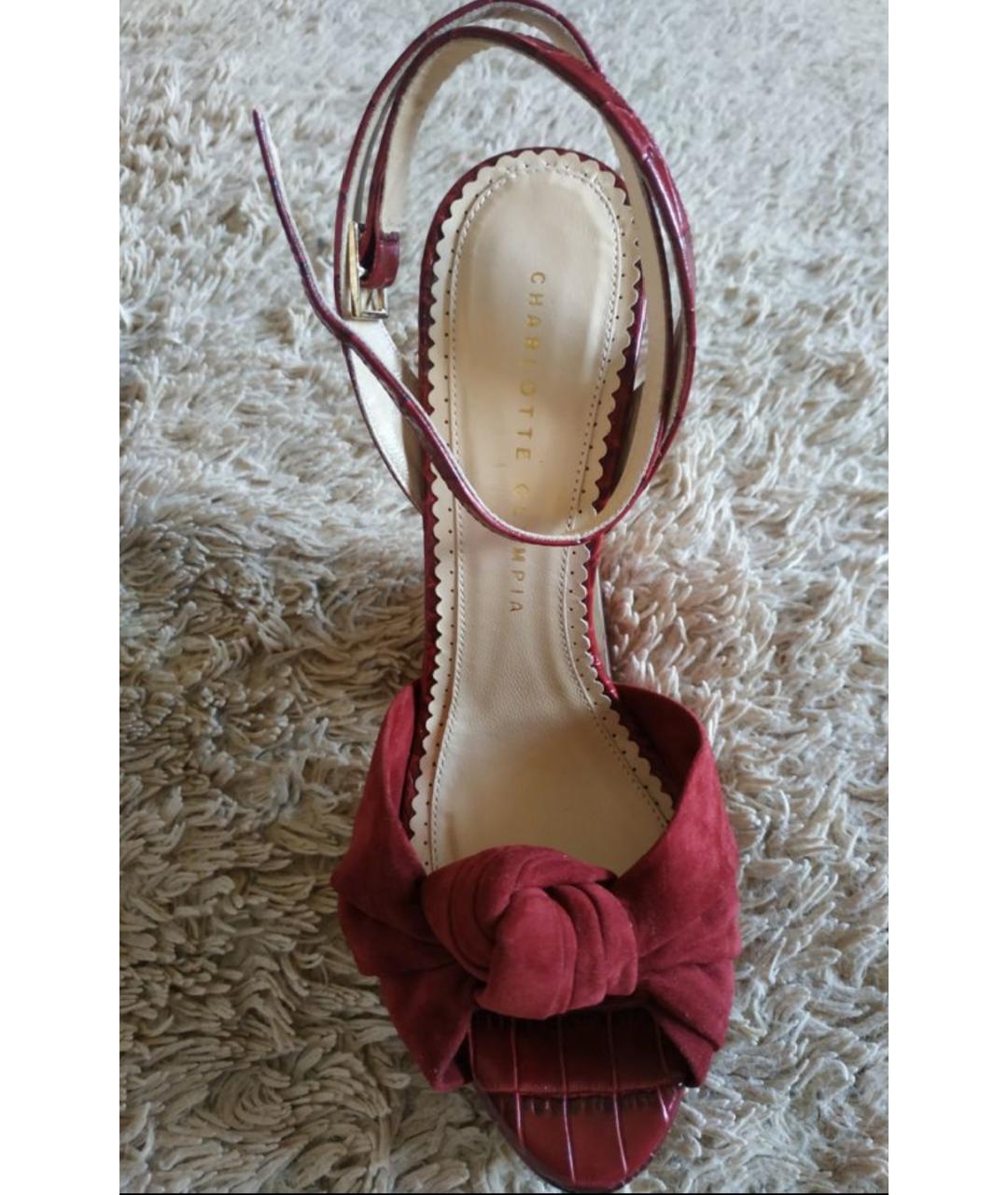 CHARLOTTE OLYMPIA Бордовые кожаные босоножки, фото 4