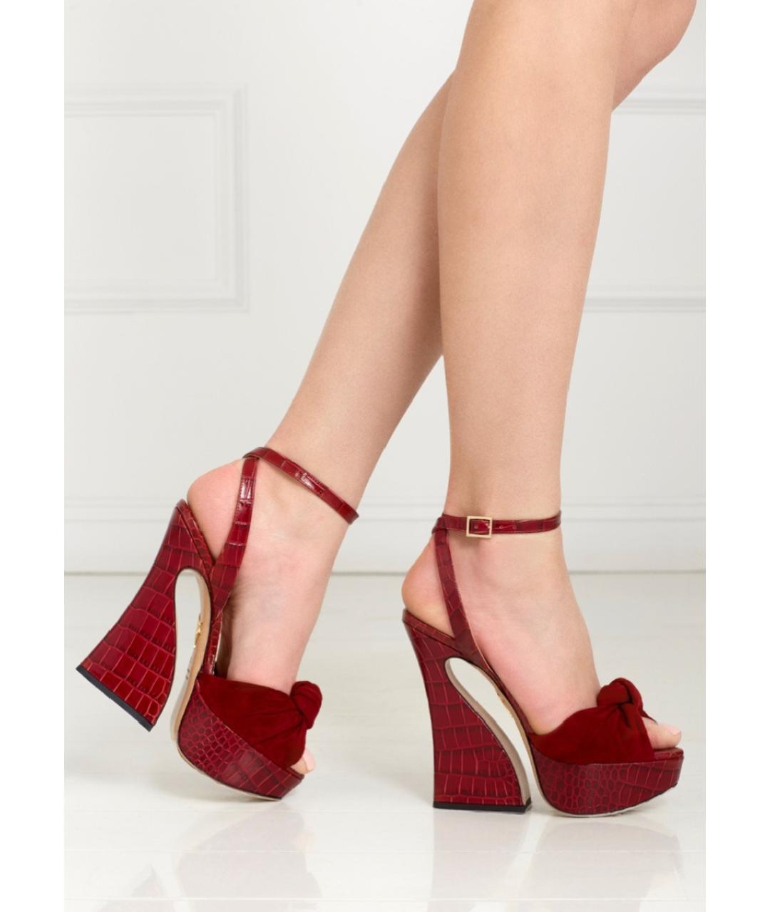 CHARLOTTE OLYMPIA Бордовые кожаные босоножки, фото 2