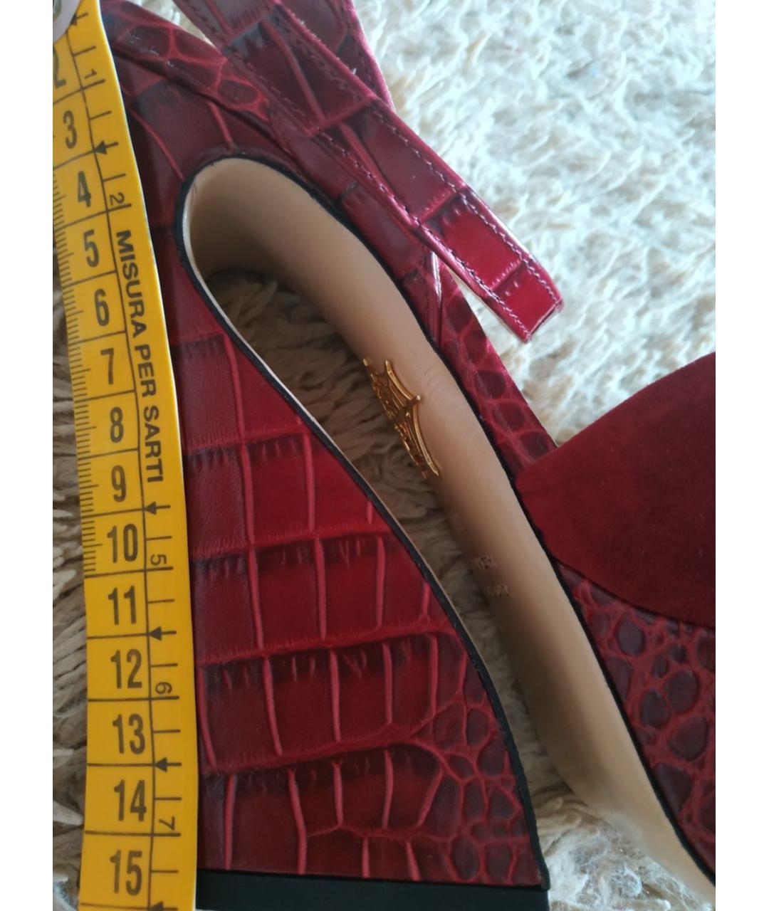 CHARLOTTE OLYMPIA Бордовые кожаные босоножки, фото 7