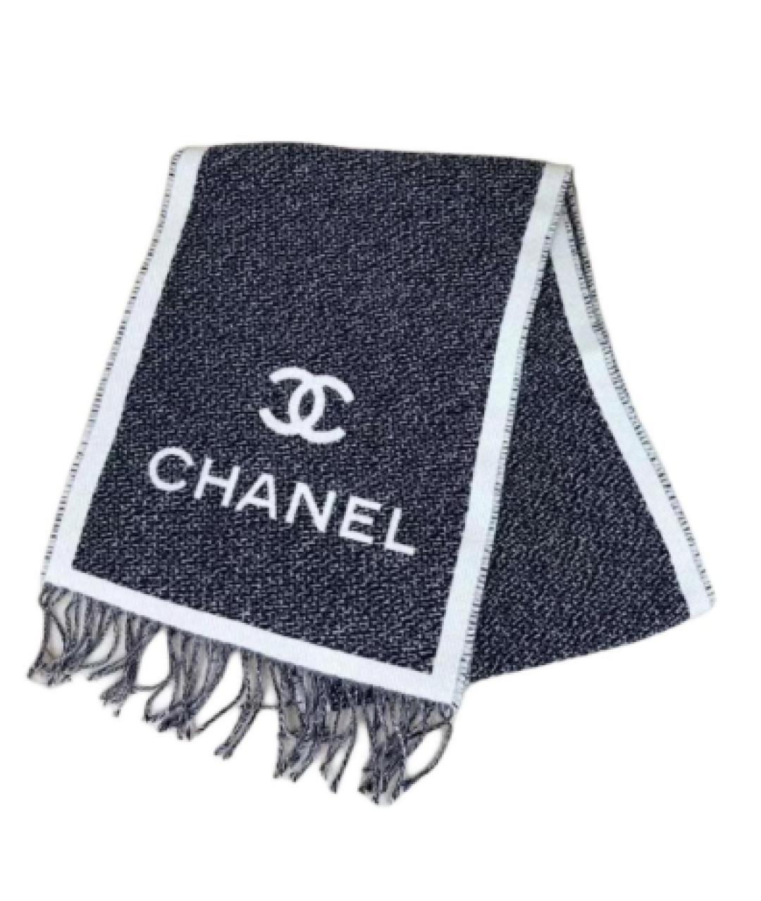 CHANEL Серый шерстяной шарф, фото 2