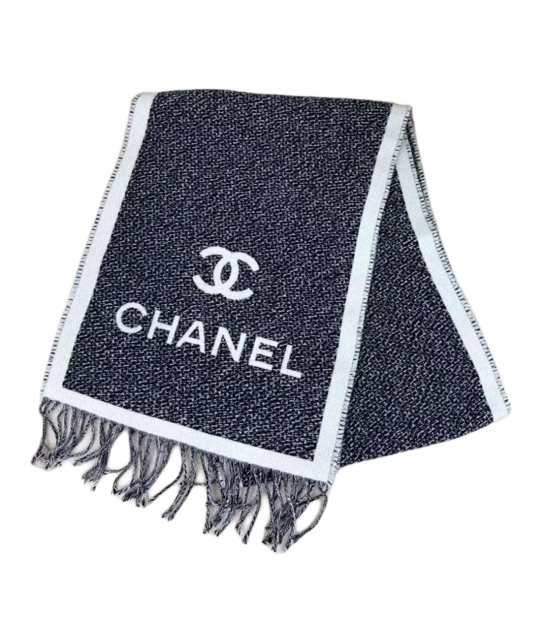 CHANEL Серый шерстяной шарф, фото 1