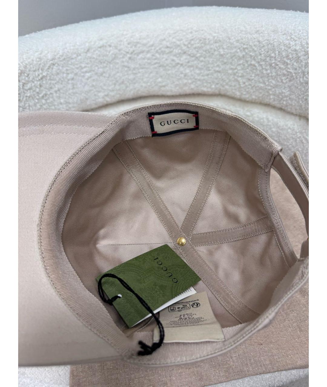 GUCCI Бежевая хлопковая кепка, фото 4