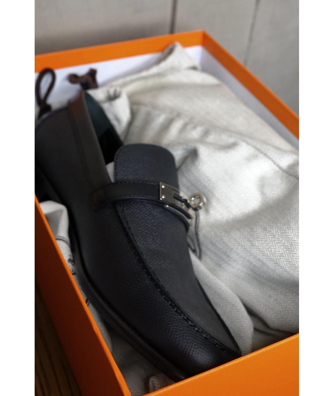 HERMES Черные кожаные лоферы, фото 5