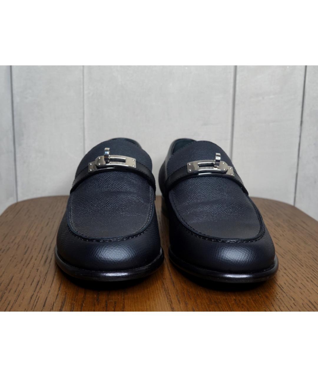 HERMES Черные кожаные лоферы, фото 2