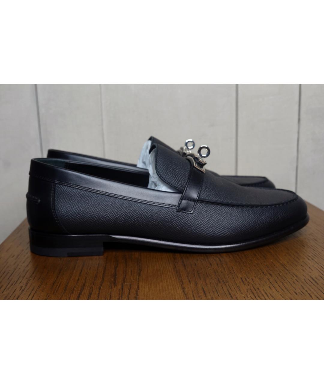 HERMES Черные кожаные лоферы, фото 3
