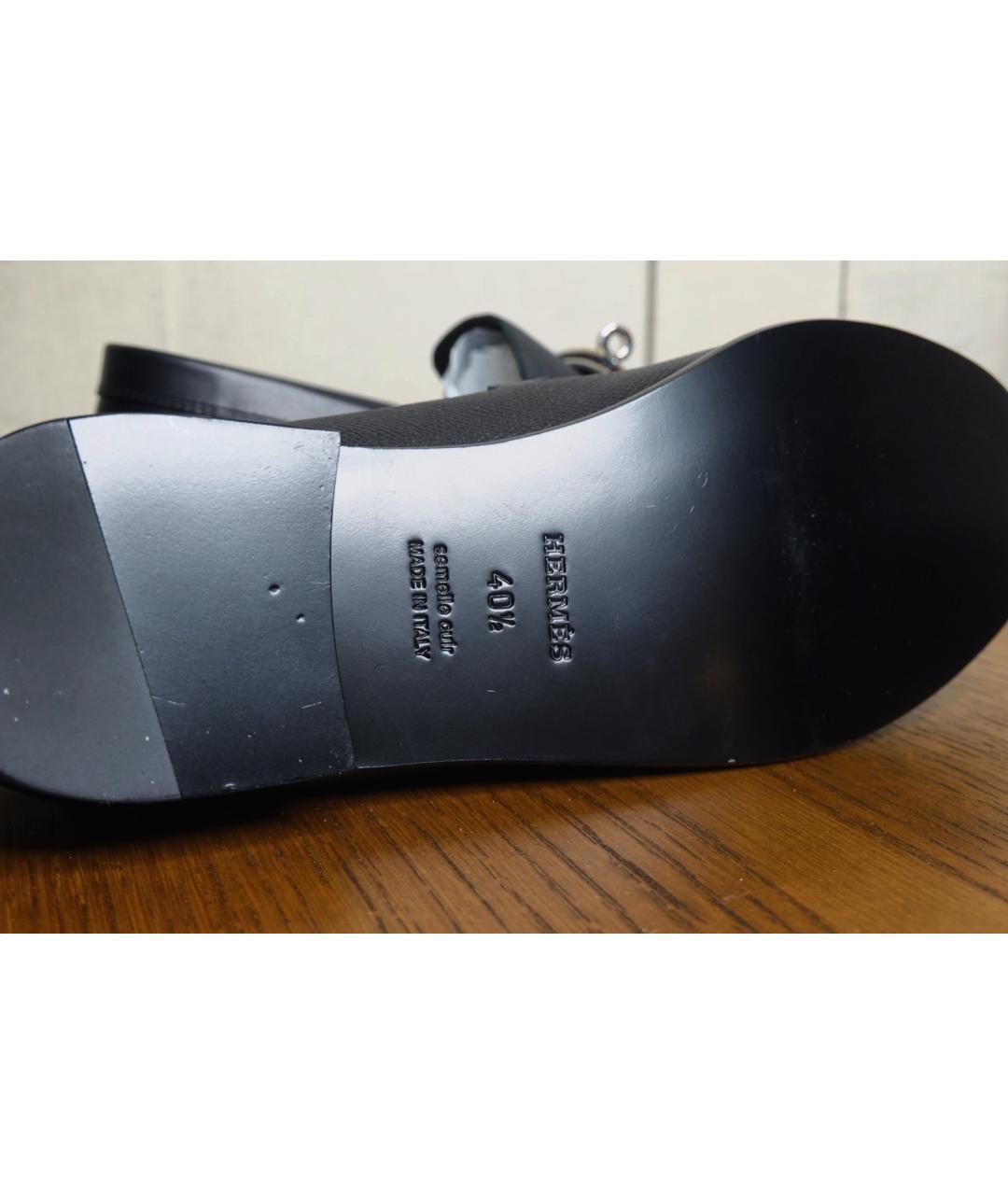 HERMES Черные кожаные лоферы, фото 7