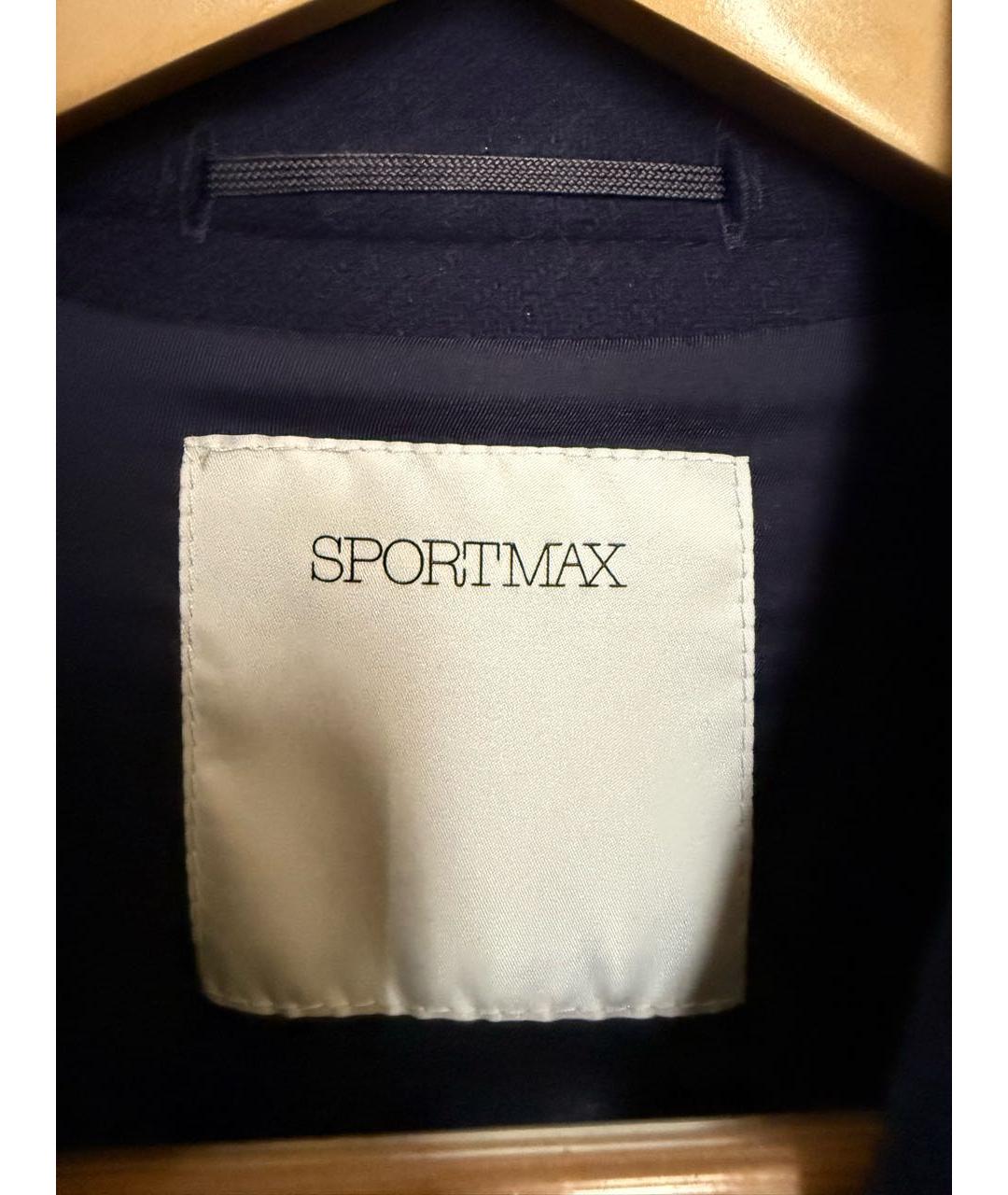 SPORTMAX Темно-синее шерстяное пальто, фото 3