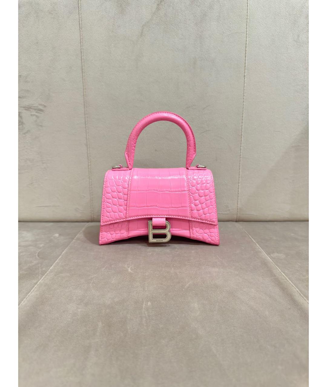 BALENCIAGA Розовая кожаная сумка с короткими ручками, фото 5
