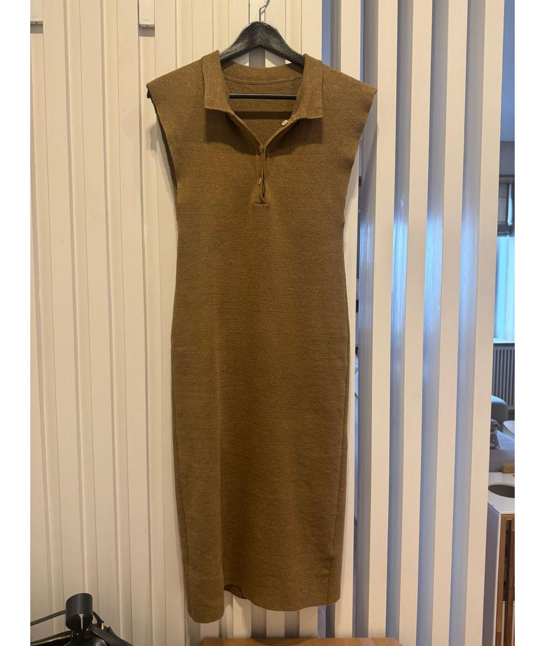 JACQUEMUS Хаки хлопко-эластановое повседневное платье, фото 2