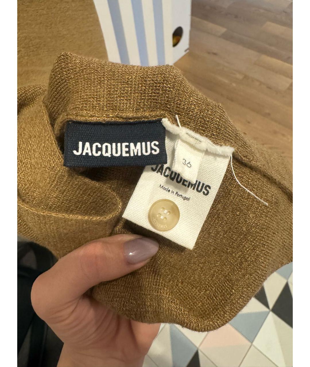 JACQUEMUS Хаки хлопко-эластановое повседневное платье, фото 4