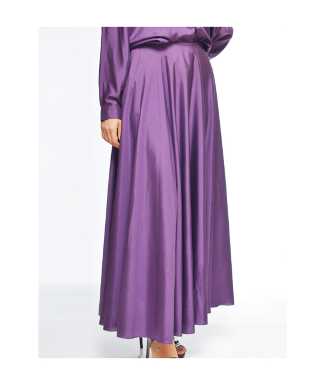 THE ROW Фиолетовая шелковая юбка миди, фото 2