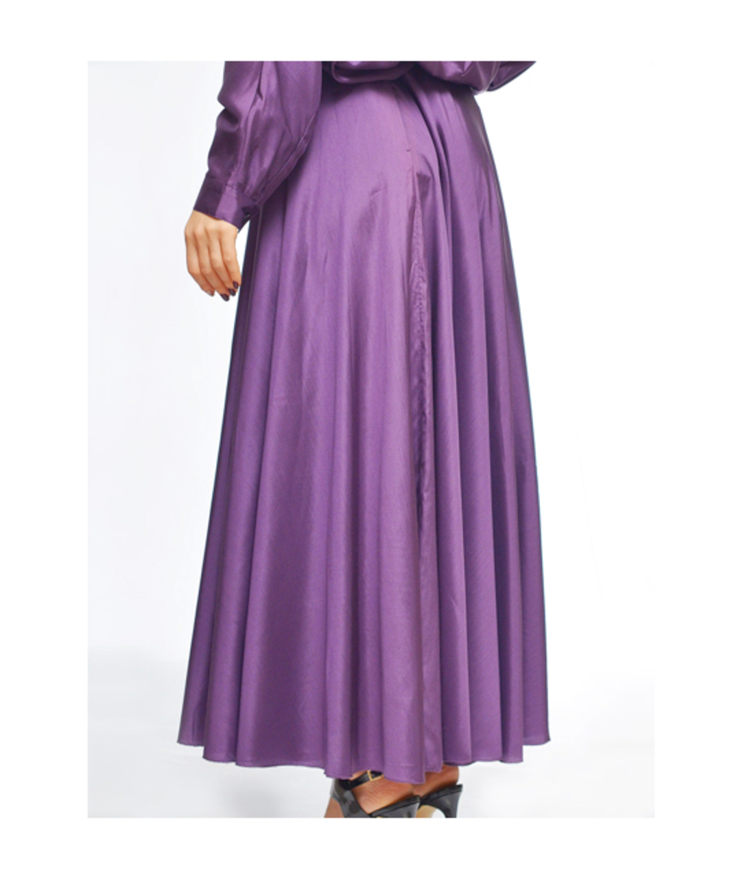 THE ROW Фиолетовая шелковая юбка миди, фото 3
