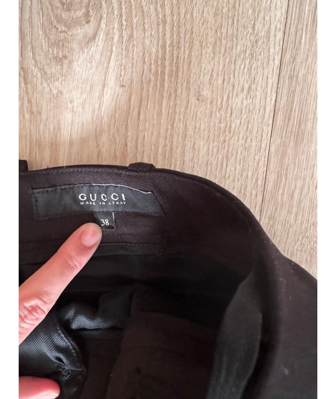 GUCCI Черные хлопковые прямые брюки, фото 5