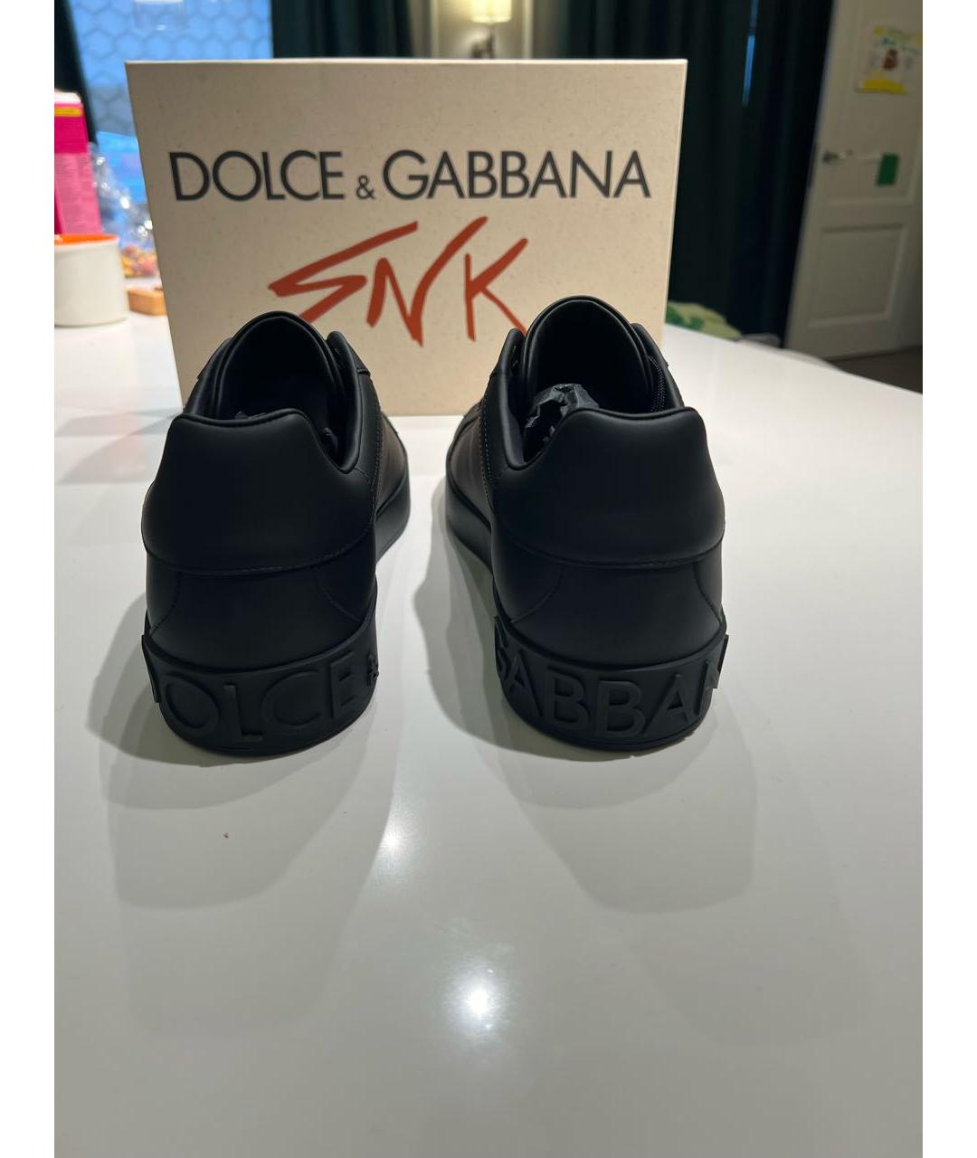 DOLCE&GABBANA Черные кожаные низкие кроссовки / кеды, фото 4