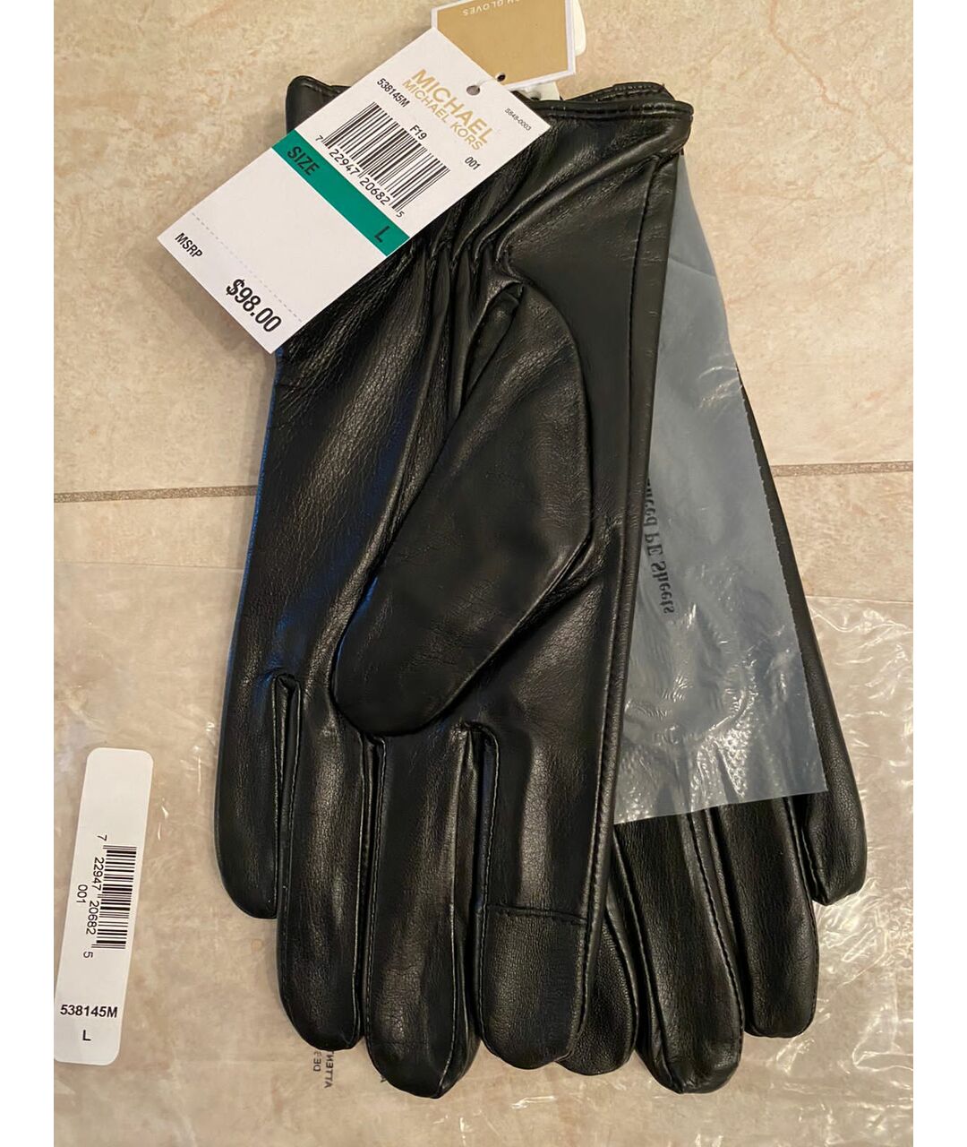 MICHAEL KORS Черные кожаные перчатки, фото 5