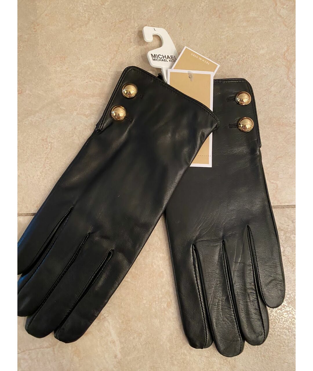 MICHAEL KORS Черные кожаные перчатки, фото 6