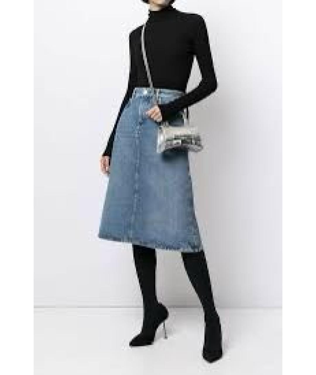 BALENCIAGA Синяя деним юбка миди, фото 7