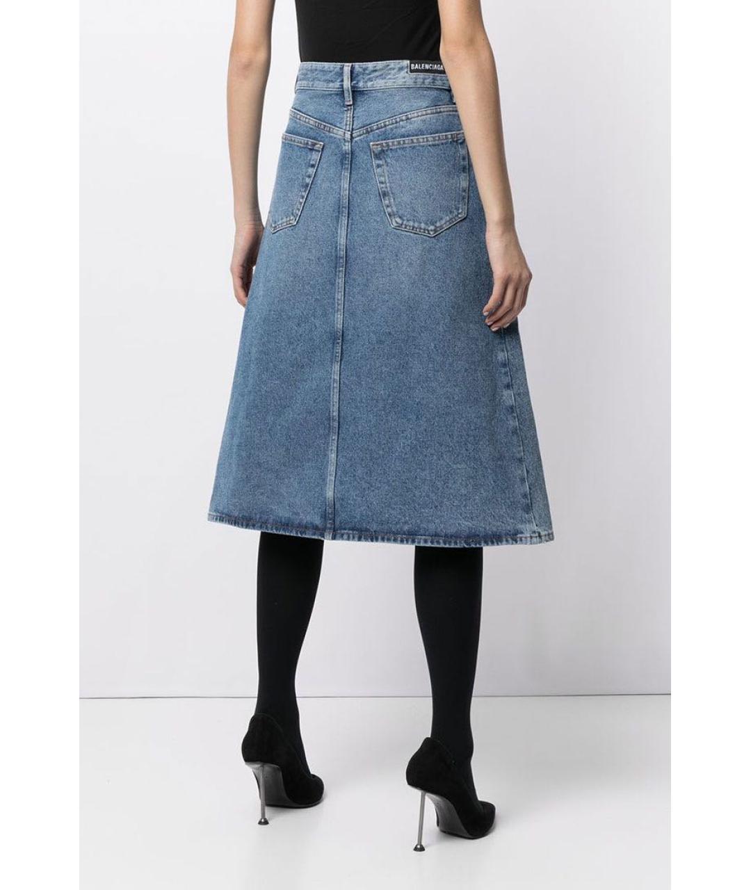 BALENCIAGA Синяя деним юбка миди, фото 6