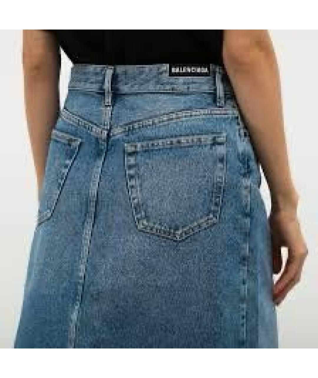 BALENCIAGA Синяя деним юбка миди, фото 2