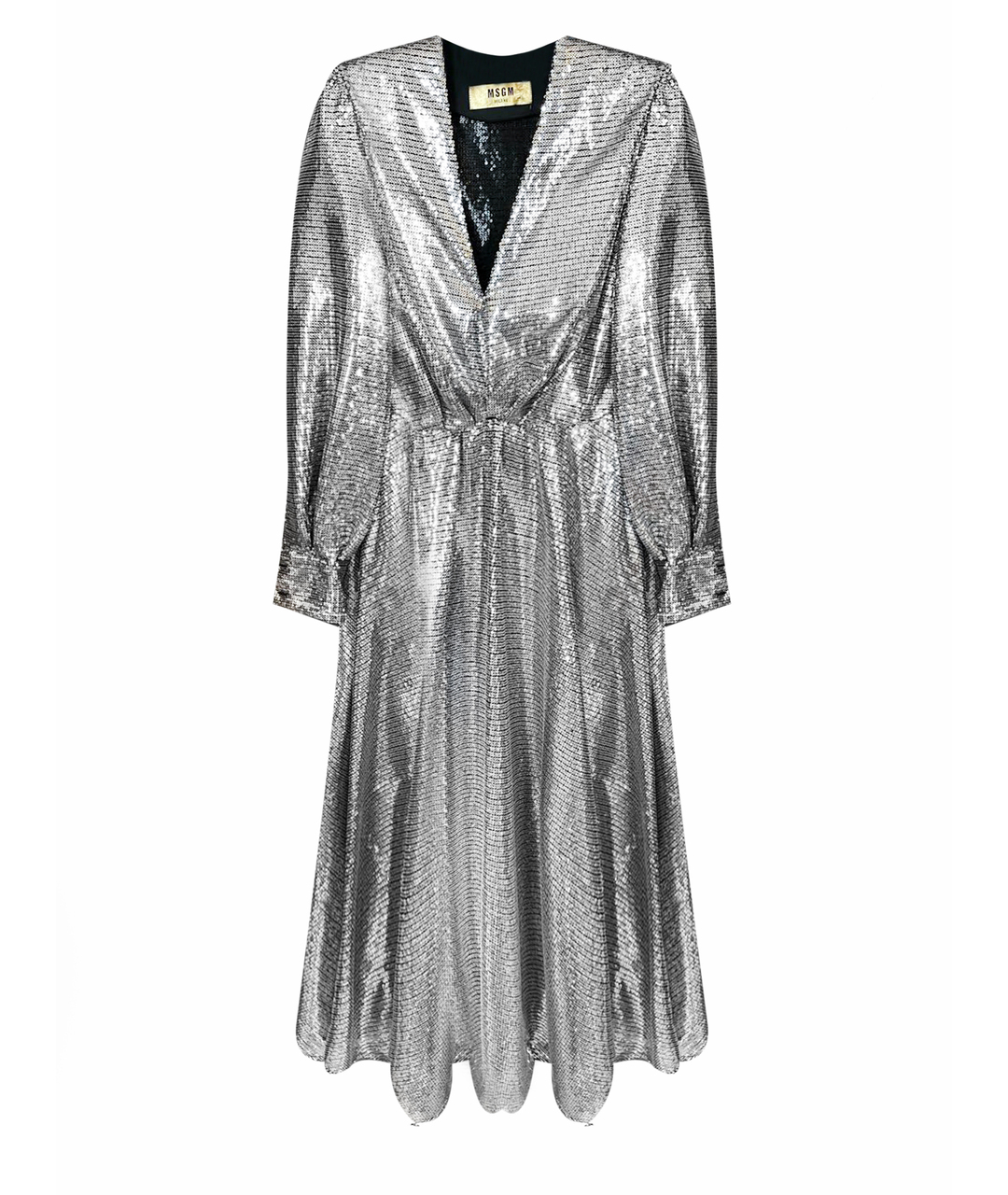 MSGM Серебряное полиэстеровое вечернее платье, фото 1
