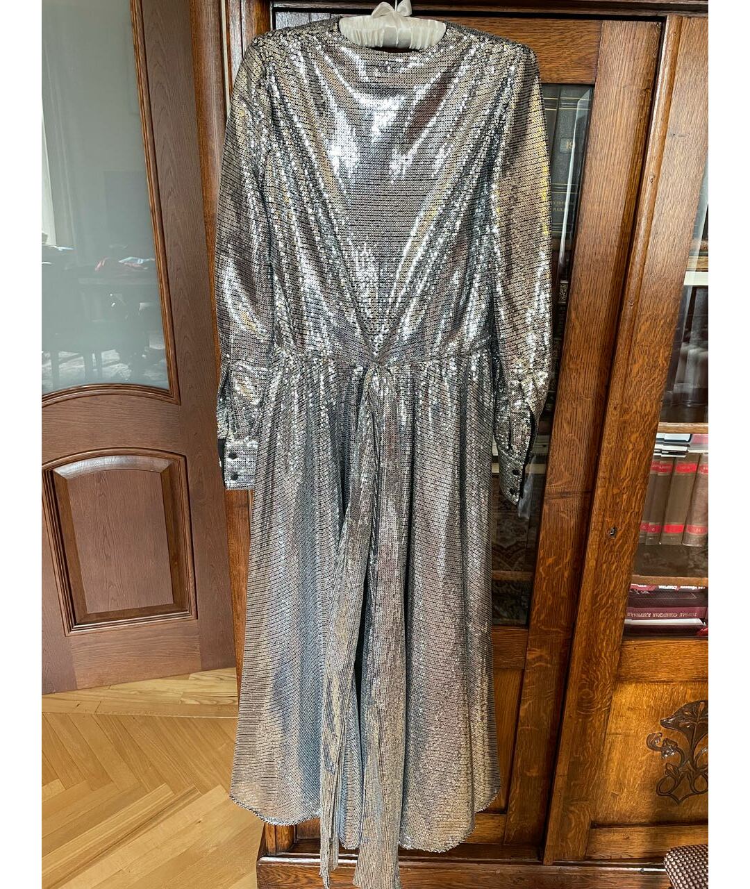 MSGM Серебряное полиэстеровое вечернее платье, фото 2