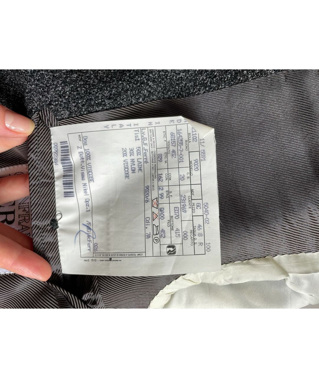 GIANFRANCO FERRE VINTAGE Антрацитовый шерстяной пиджак, фото 6