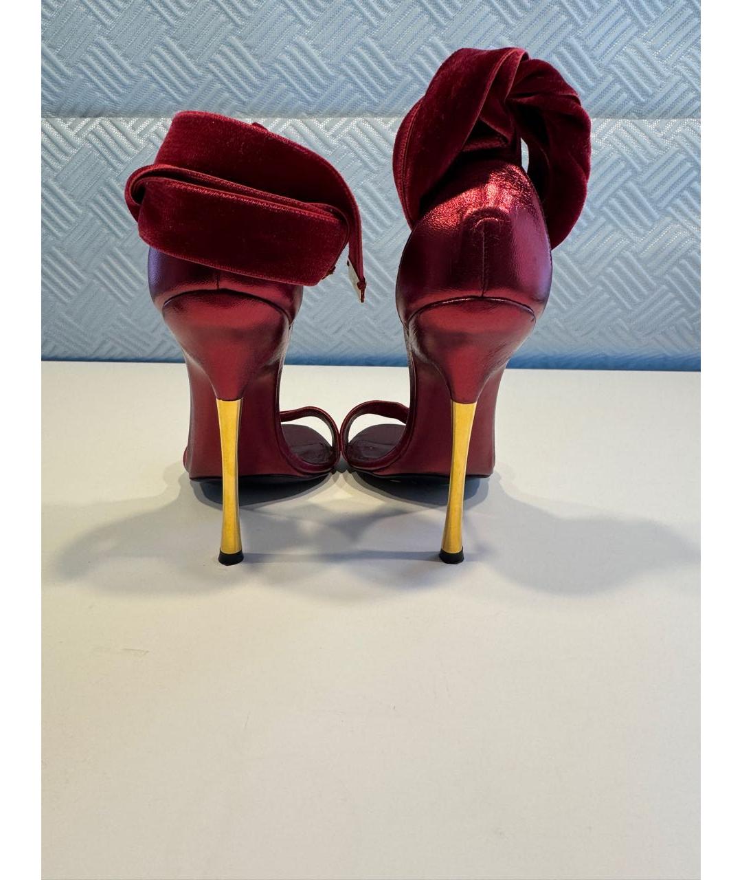 TOM FORD Бордовые бархатные босоножки, фото 2